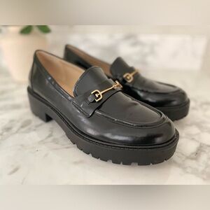 Sam Edelman Chunky Penny Loafers Lug Sole Size 8 Patent Black